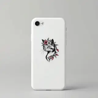 Blackwork Cat phone case