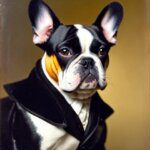 a gentleman french bulldog in 19th century portrait