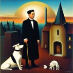 Surrealism, 1940 germany, priest and Angry dog