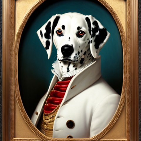 a gentleman dalmatian in a 19th century portrait