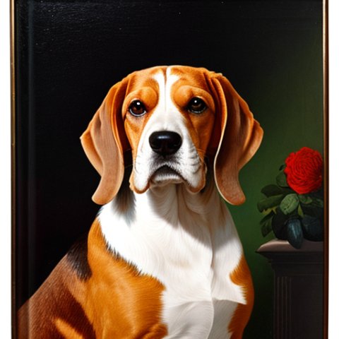 a gentleman beagle in a 19th century portrait