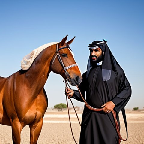 Arab man with a horse