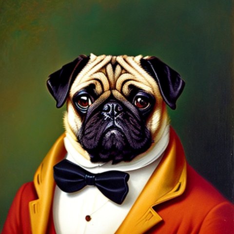 a gentleman pug in a 19th century portrait