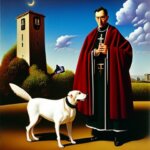 Surrealism, 1940 germany, priest and Angry dog