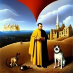 Surrealism, 1940 germany, priest and Angry dog