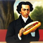 Chopin eating a hot dog