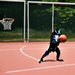 a monkey playing basketball