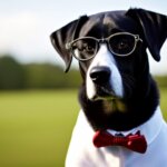 a gentleman black dog with fancy glasses