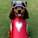 a dog in a ironman costume