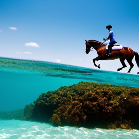 Horse diving in the sea