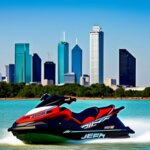 jet ski as car with Dallas skyline in the back