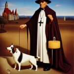 Surrealism, 1940 germany, priest and Angry dog