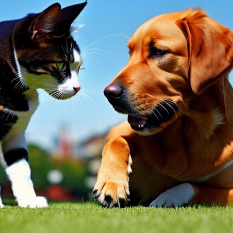 A dog punching a cat to death un the name of it's suprmacy as a pet