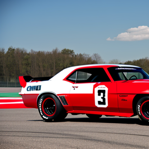 Retro 2022 red Chevrolet Camaro race car