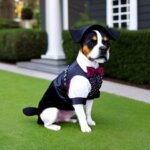 a dog dressed as a buttler