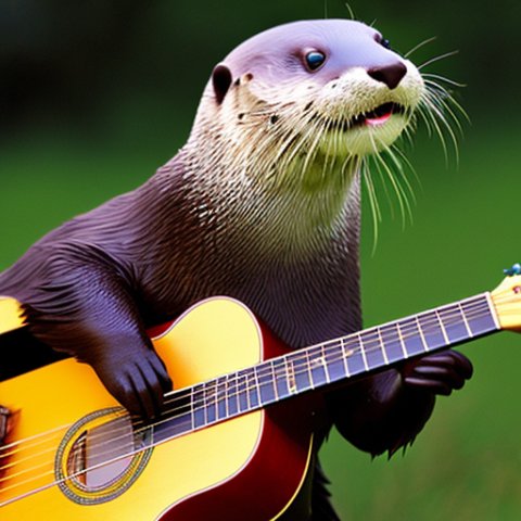 a gentleman otter playing guitar