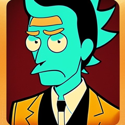 fancy Rick from rick and morty portrait like in reservoir dogs