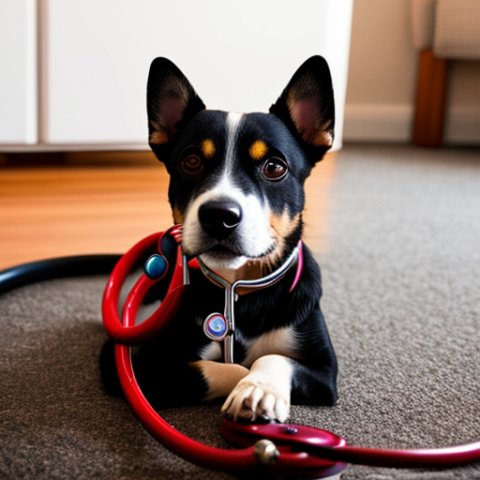 a dog with a stethoscope