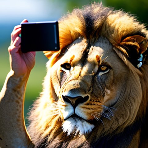 a gentleman lion taking a photo