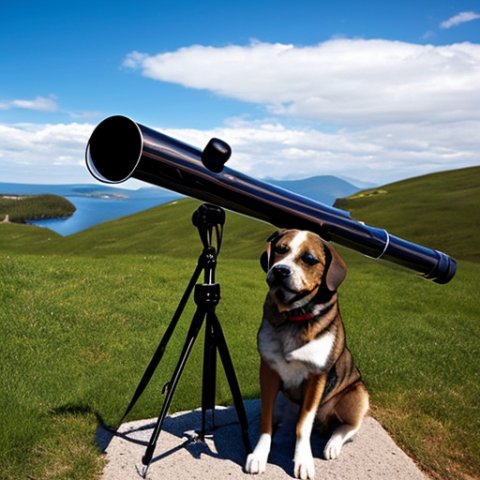 a dog with a telescope