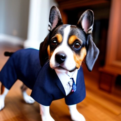 A dog with suits