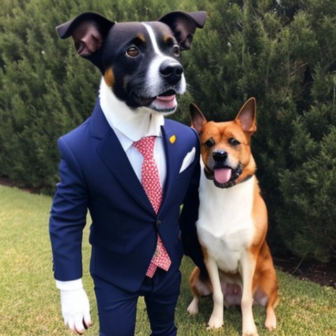 a gentleman dog with a suit