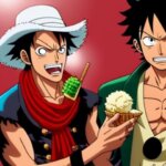 zoro and monkey d luffy eating ice cream