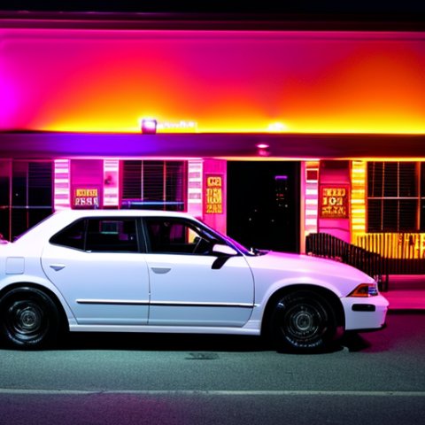 a car in front of a strip club