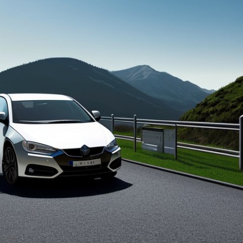 a man smoking a cigarette outside his car in a landscape, animated