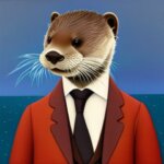 a gentleman otter in a Daliesque style