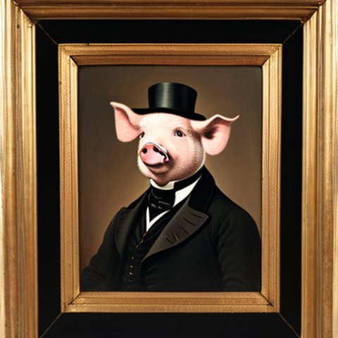 a gentleman pig in a 19th century portrait