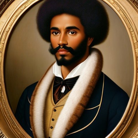 a gentleman otter in a 30th century portrait with an afro