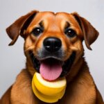 cute dog with a banana in its mouth