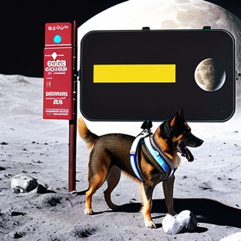 dog gaming on the moon