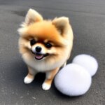 a pomeranian dog with shoes