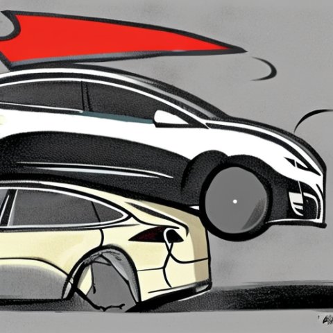 two tesla's crashing in cartoon