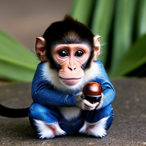 monkey with jeans