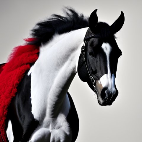 Black white and red horse not tacky