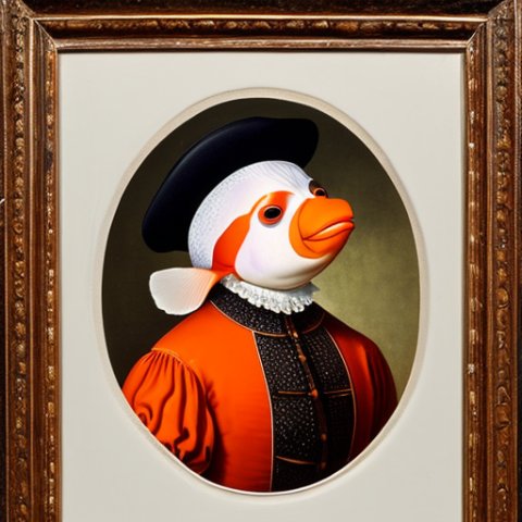 a gentleman clownfish in a 16th century portrait