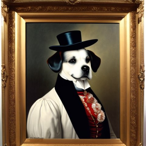 a gentleman dog in a 19th century portrait