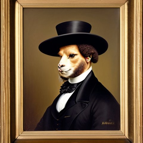 a gentleman alpaca in a 19th century portrait