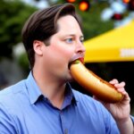 tim heidecker eating a hot dog