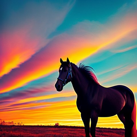 retro sunset, horse, vintage colors