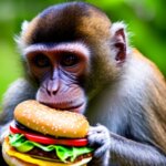 monkey eating a burguer