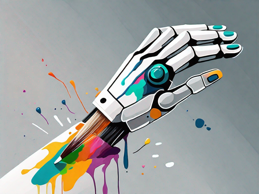 A robotic arm holding a paintbrush
